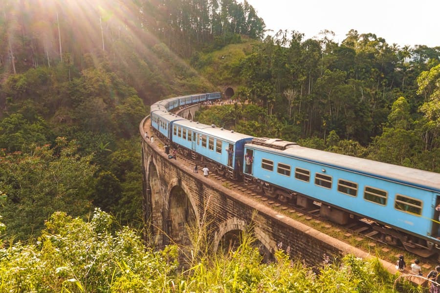 blue and white train on rail tracks, Sri Lanka — CautaVacanta.ro